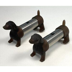 KIKKERLAND Stainless Steel/Rubber DACHSHUND Weiner Dog SALT & PEPPER SHAKERS EUC